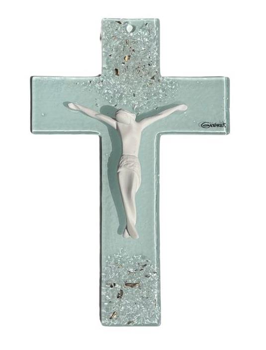 KRIŽ STEKLEN MODER 21cm