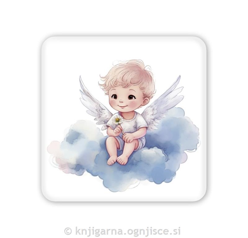 SLIKA ANGELČEK Z ROŽICO 10x10 namizna