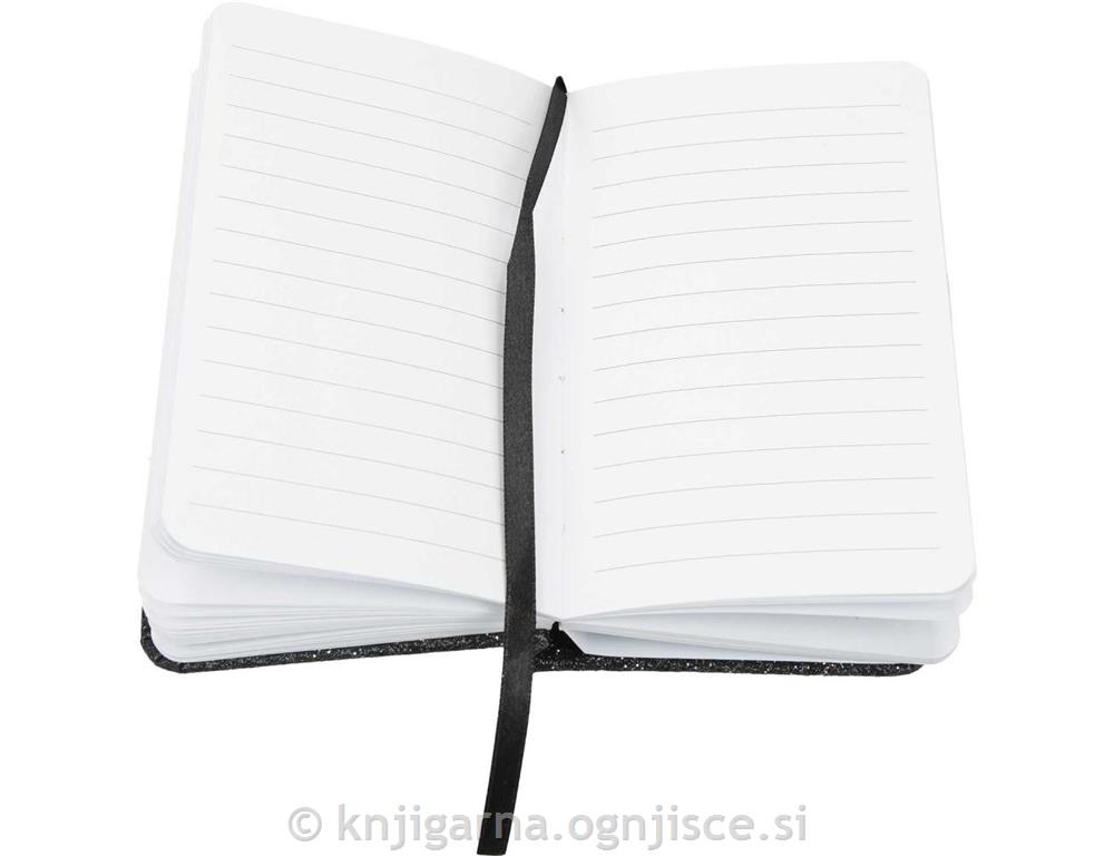 NOTES Z BLEŠČICAMI A6 80-listni ČRN