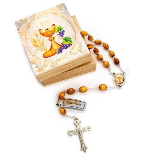 ROŽNI VENEC V LESENI ŠKATLICI OBHAJILO