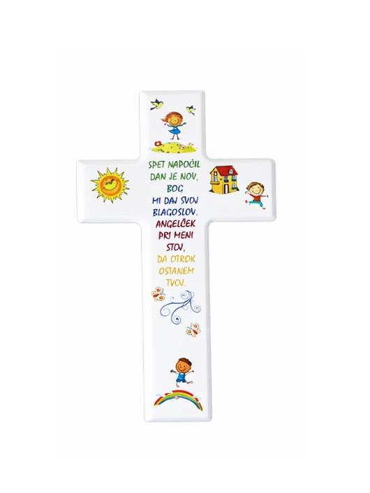 KRIŽ BEL Z OTROŠKO MOLITVIJO C5