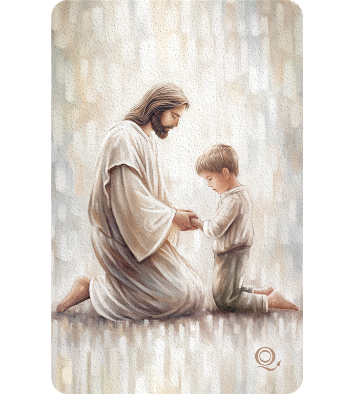 SLIKA NAMIZNA JEZUS Z DEČKOM 12x8 cm