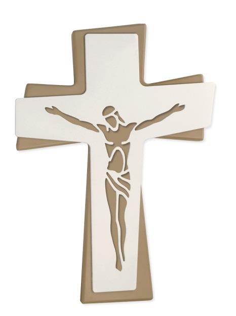 KRIŽ 28x20 RJAVO BEL 2 PLASTI IZREZAN