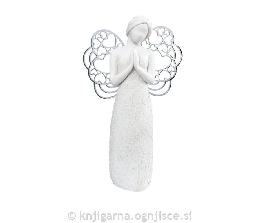 ANGEL BEL V MOLITVI 21cm SREBRNA KRILA