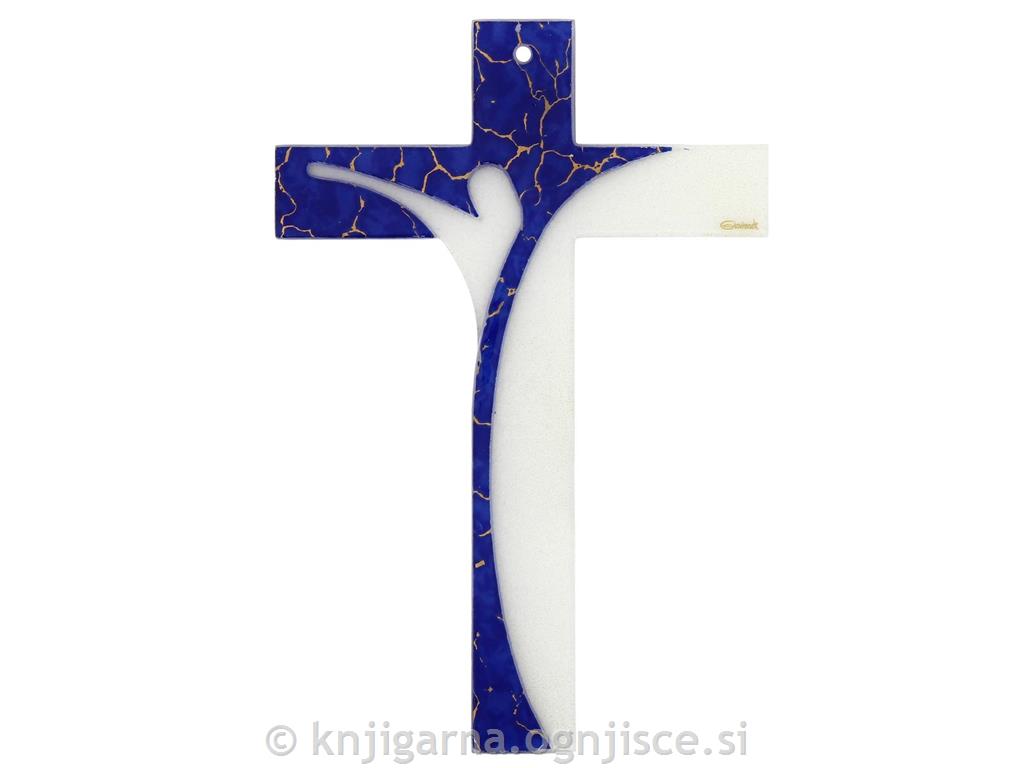 KRIŽ STEKLEN MODER/BEL MODERN 16CM