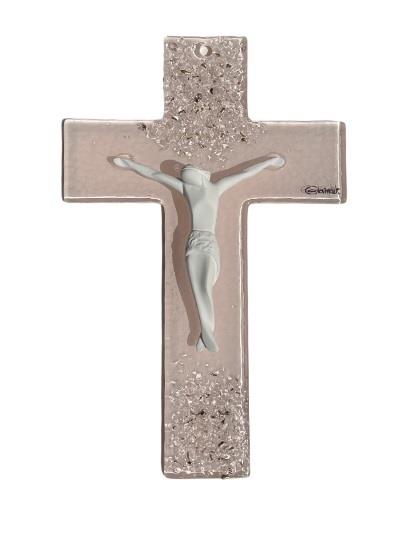 KRIŽ STEKLEN ROZA 21cm