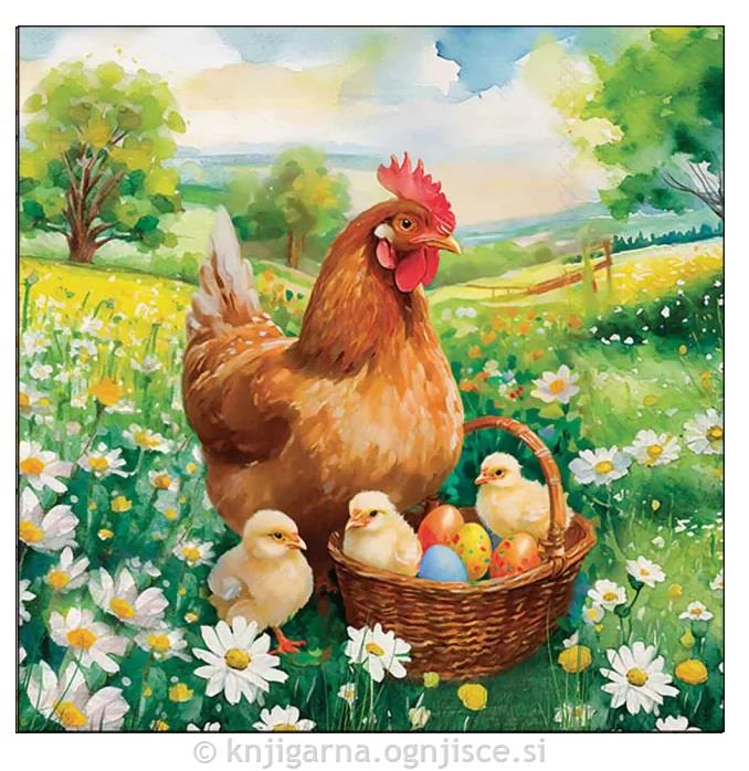 PRTIČKI NAMIZNI 33x33 KOKOŠKA POMLADNA