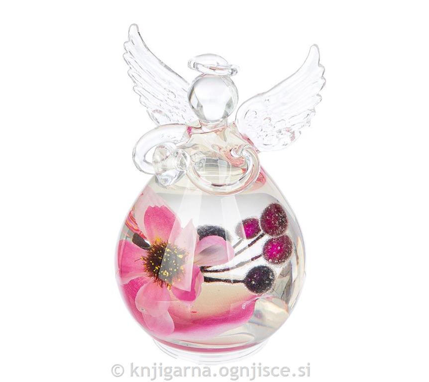 ANGEL STEKLEN ROZA CVETJE 10cm