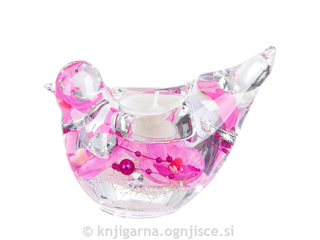 SVEČNIK PTICA V CVETJU - ORHIDEJA