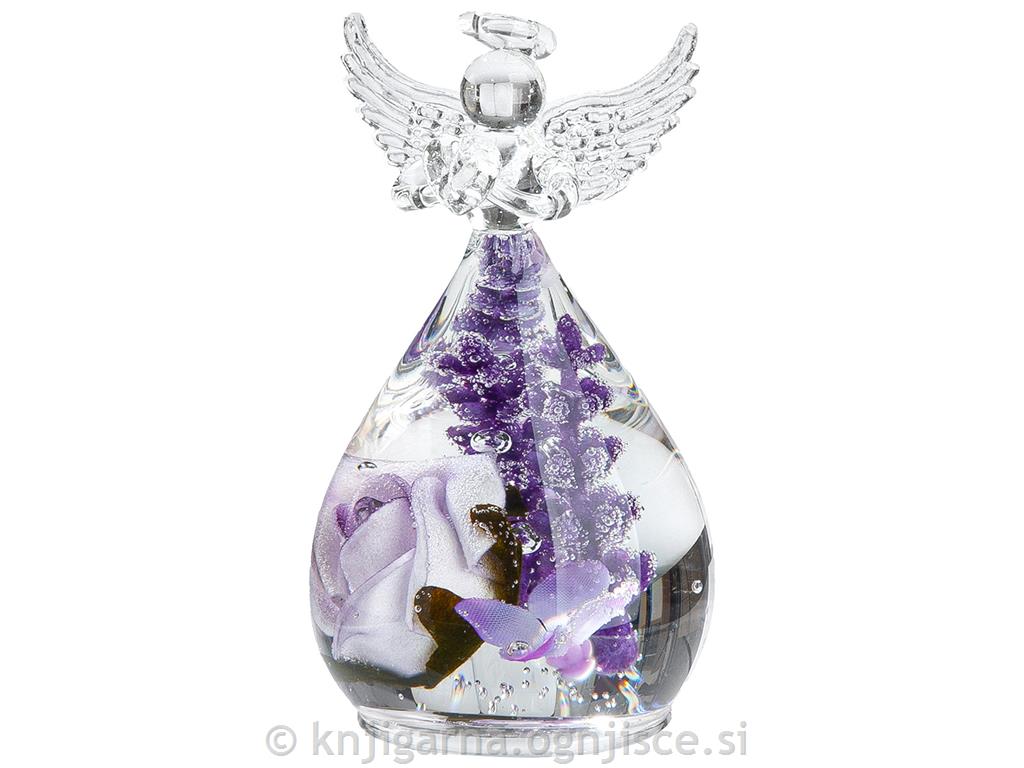 ANGEL STEKLEN VIJOLIČNO CVETJE 20cm