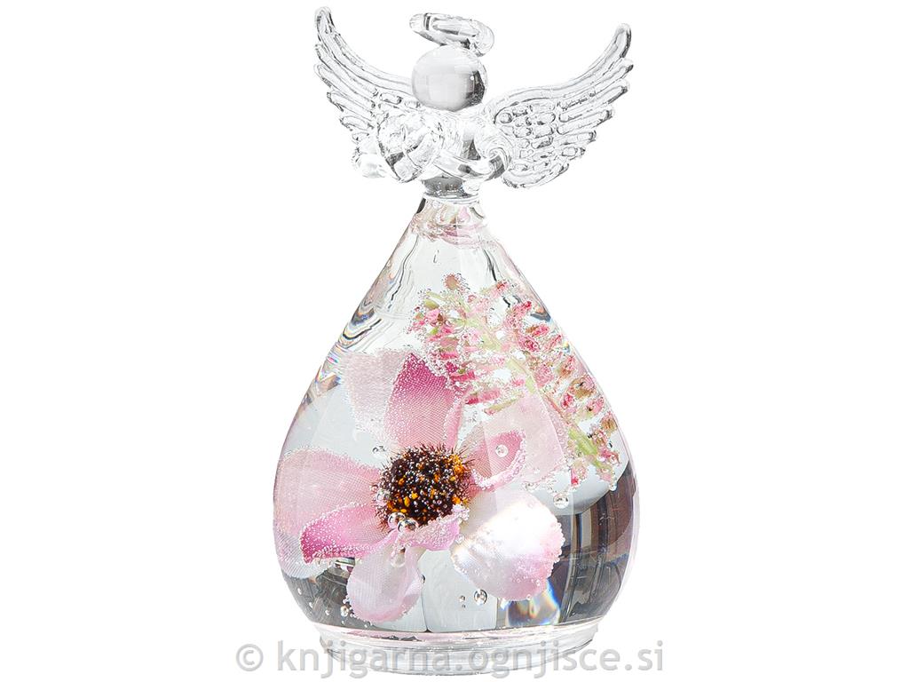 ANGEL STEKLEN CVETJE BELO 20cm