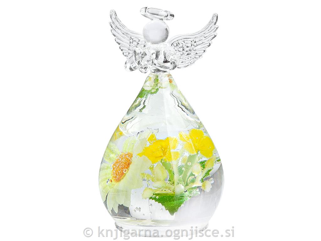 ANGEL STEKLO CVETJE RUMENO 20cm