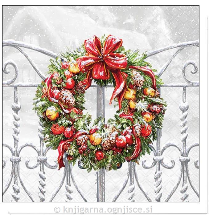 PRTIČKI NAMIZNI 33X33 BOŽIČNI VENČEK