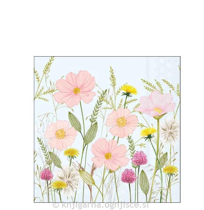 PRTIČKI NAMIZNI 25x25 PASTEL CVETJE MODR