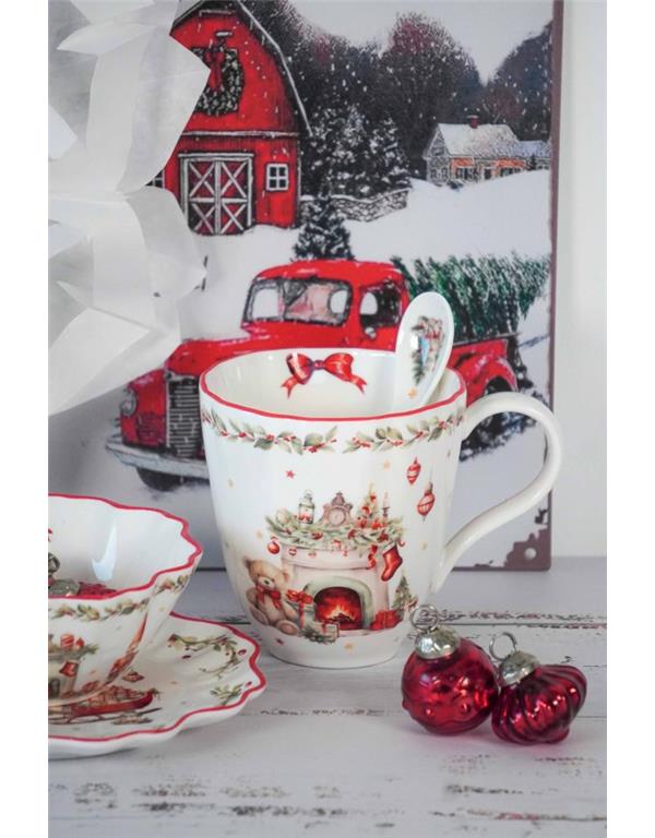 SKODELICA PORCELAN BOŽIČNO OGNJIŠČE